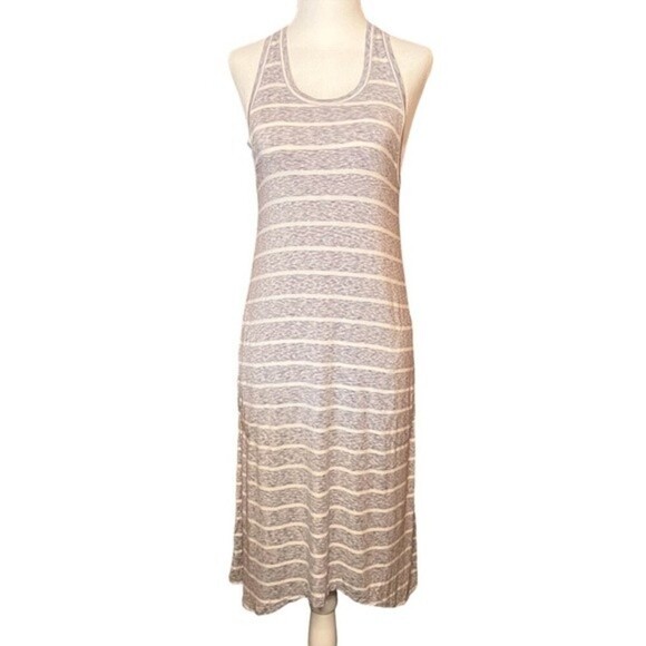 RACHEL Rachel Roy White and Gray Viscose striped Midi Razorback Tank Dress SM - Picture 6 of 12
